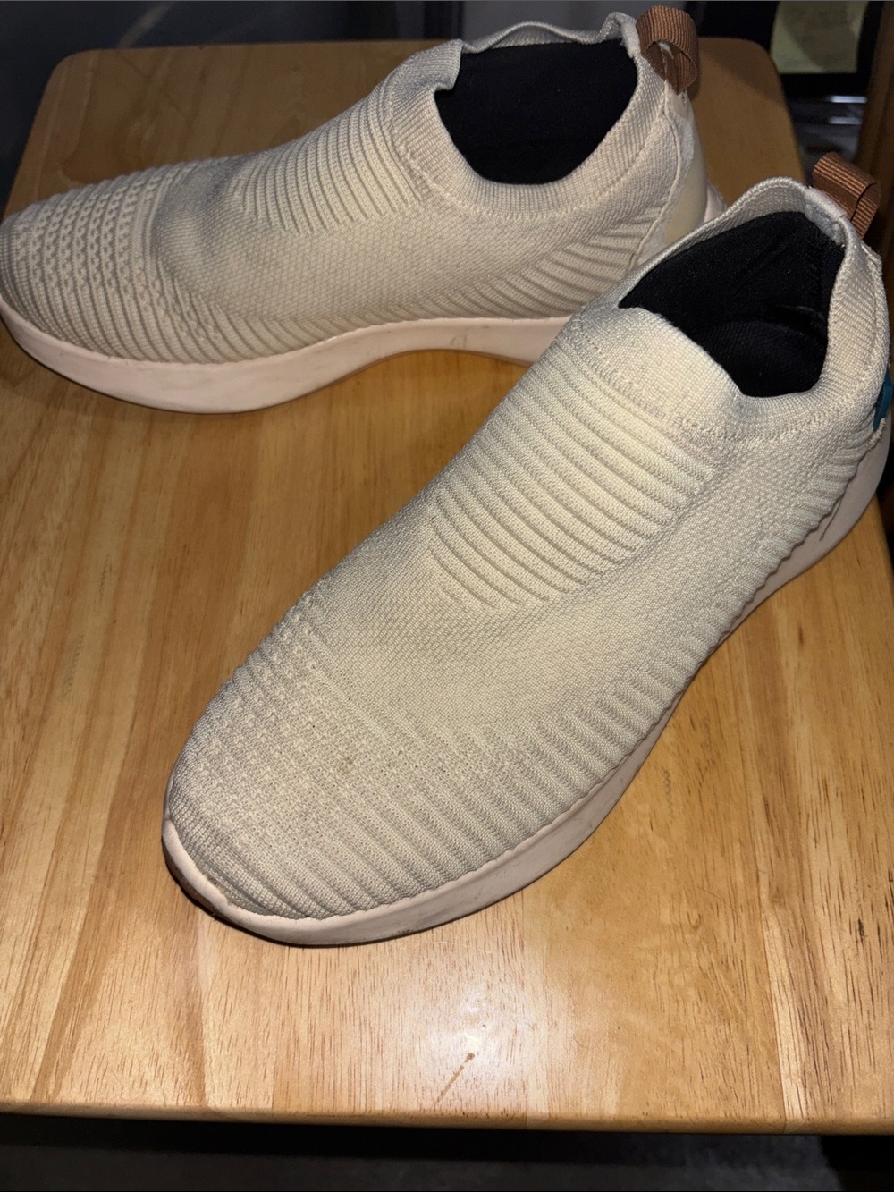 Vessi  Everyday Move Slip-On Sneakers Cream color with Tan Pull Tabs